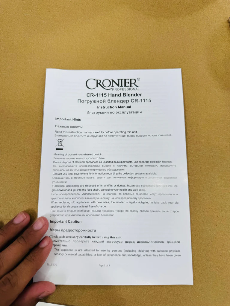 Cronier Professional Multifunction Hand Blender Set 1 Year Warranty